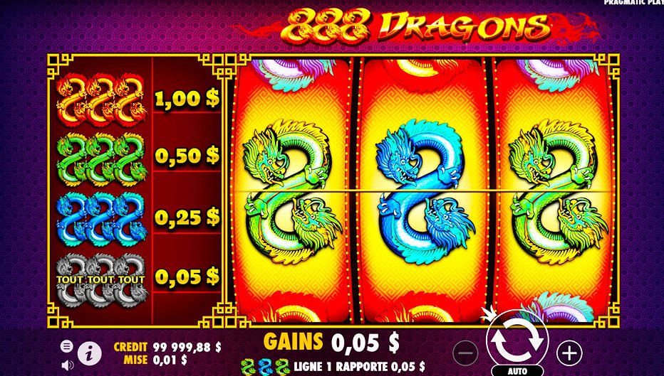 Lignes de paiement 888 Dragons
