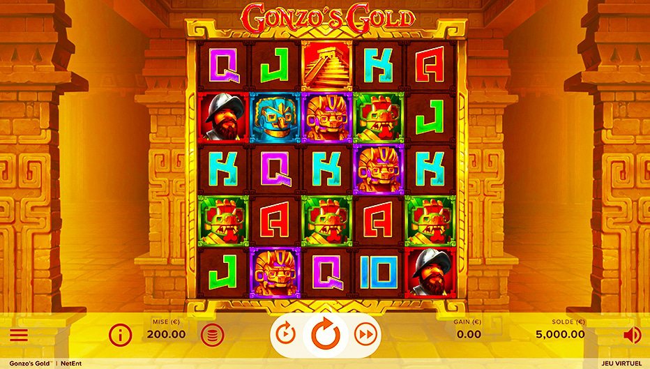 Rouleaux de la machine à sous Gonzo's Gold