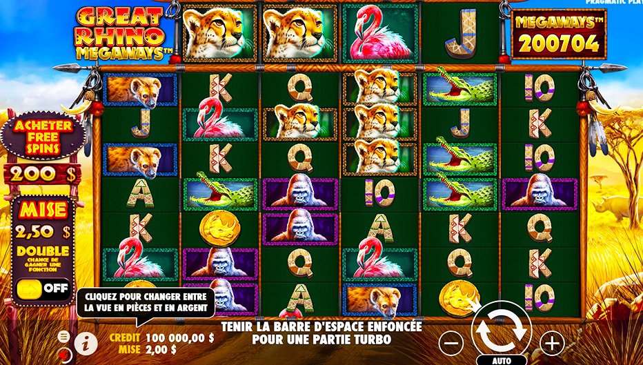 Lignes de paiement Great Rhino Megaways