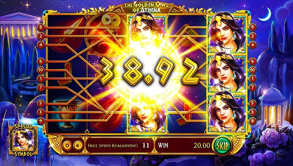 Lignes de paiement The Golden Owl Of Athena